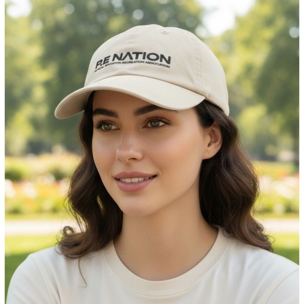 P.E Nation Logo Baseball Cap Hat Beige Adjustable Cotton NWOT Unisex
